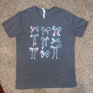 Patriotic Bow Design- gray tee